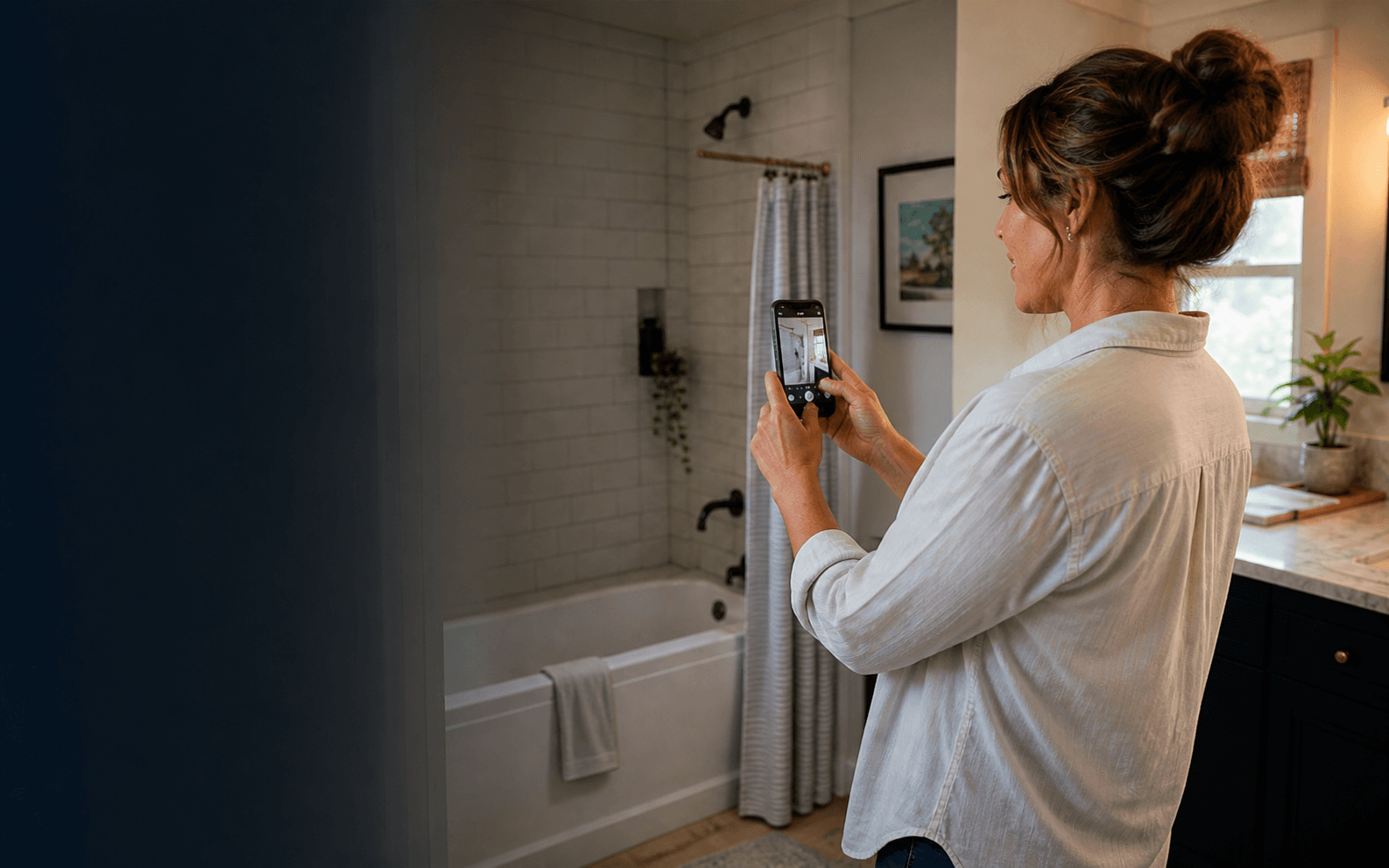 Homeowner bathroom photo sent via AI intake