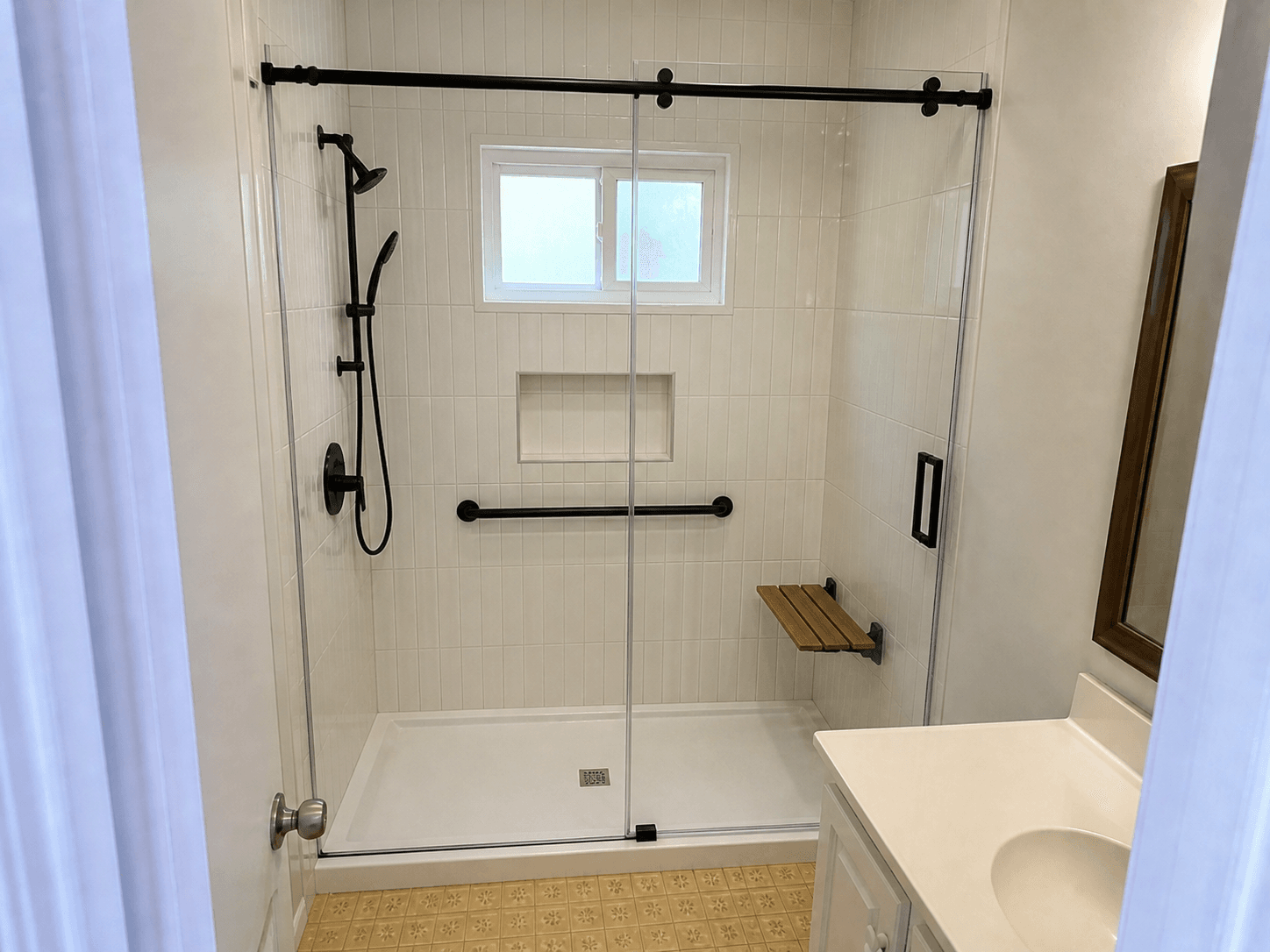 Proposed low-threshold shower conversion in the same bathroom